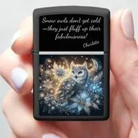 Enchanted Snow Owl in a Glowing Wonderland Zippo Lighter