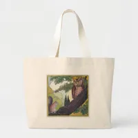 O is the old owl that sits in a tree large tote bag