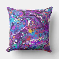 Purple, Blue Colorful Bubbles Abstract Modern   Outdoor Pillow