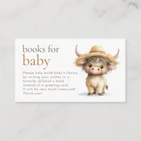 Cute Highland Cow Books for Baby Shower  Enclosure Card