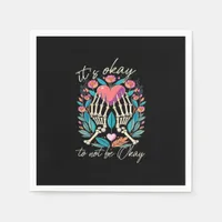 Its Ok To Not Ok Skeleton Hands With Heart Minimal Napkins