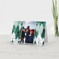 Modern Winter Trees Snow Scene  1 Photo Christmas Holiday Card