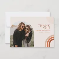 Boho Beige Arch Wedding Flat Thank You Card