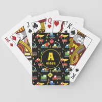 Construction Trucks Roadworks Monogram Name Poker Cards