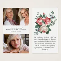 Vintage Floral Photo Collage Memorial Prayer Card