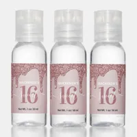 Rose Gold Sparkle Glitter Drips Sweet 16 Hand Sanitizer