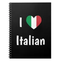 I Love Italian Flag Colors Heart Notebook