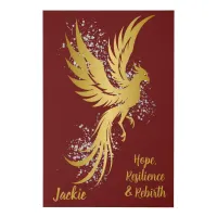 Glam Gold Phoenix Silver Glitter Monogram Maroon | Faux Canvas Print