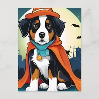 Bernese Mountain Dog Puppy Halloween Postcard