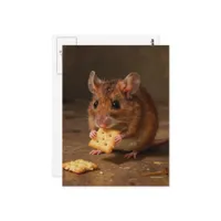Adorable Mouse Eating Postcard