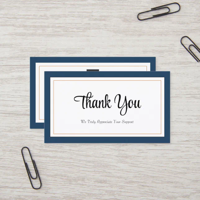 Modern Blue White Gold Thank You Card