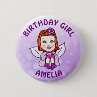 Personalized Pretty Fairy Birthday Girl Button