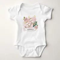 *~* Baby Girl Cute Shoes Banner Name Pink Baby Bodysuit