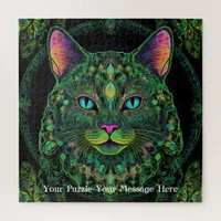 Green Neon Mandala Majesty Jigsaw Puzzle