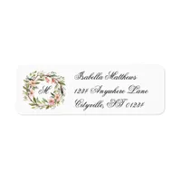 Monogram Pretty Twig and Wildflower Wreath Label