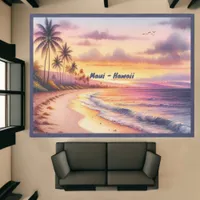 Watercolor Sketch Maui Hawaii Colorful | Indoor Rug