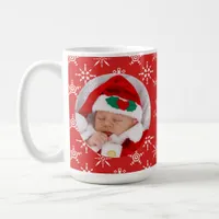 Custom Photo Santa Baby Snowflakes & Red Paper Coffee Mug
