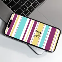 Bold Colorful Stripe Pattern Monogram Phone Case