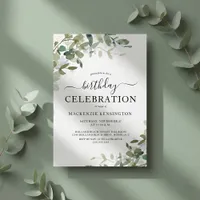 Chic Eucalyptus Birthday Party Celebration Invitation