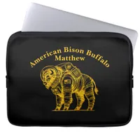 Gold Bison in Astronaut Suit Exploring Space Laptop Sleeve