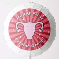 Cartoon Uterus Pink Red Name Happy First Period  Balloon
