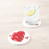 Simple Red Hearts on White Happy Valentine's Day | Coaster