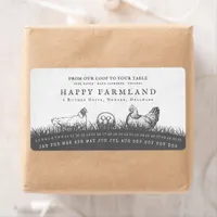 Rustic Chickens Grass Field Black & White Farm Egg Label