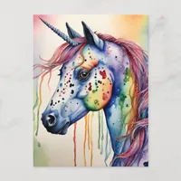 Unicorn Appaloosa Watercolor Postcard