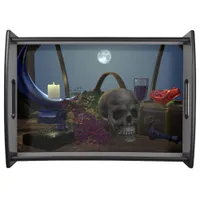 Spooky Still Life in Moonlight Serving Tray