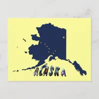 Alaska State Flag Blue Map & Yellow Stars Travel Postcard