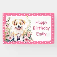 Puppy Dog Themed Personalized Birthday Banner