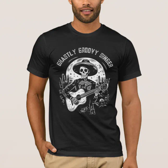 Skeleton Singing | Halloween Black T-Shirt