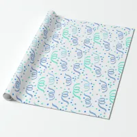 Blue Confetti Birthday Wrapping Paper