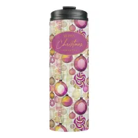 Magenta Gold Christmas Pattern#6 ID1009 Thermal Tumbler