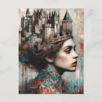 Fairy Tale Queen Castle on Her Head Postcard