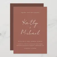 Copper Wedding Invitation Modern Handwriting