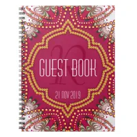 Red Gold Eastern Bohemian Monogram Guest Book