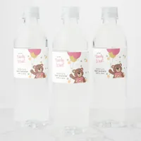 We Can Bearly Wait Cute Pink Baby Shower Favors Water Bottle Label