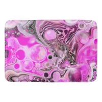 Pink and Black Abstract Fluid Art   Bath Mat