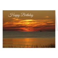 Happy Birthday Beautiful Orange Sunset Beach Card