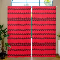 Plain Greek pattern in black on red | Blackout Curtains