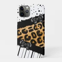 Leopard and Black and White Polka Dots and Bows    iPhone 11 Pro Case