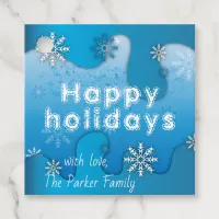 Happy Holidays Winter Wonderland With Snowflakes Favor Tags