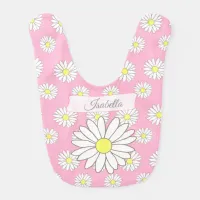 Pink  Daisy Themed Baby Girl Personalized Bib