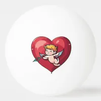 Cupid on Red Heart Ping Pong Ball