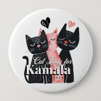 Cat Lady for Kamala Harris 2024 Button