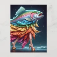 Funny Rainbow Trout Fish Fashion Postcard