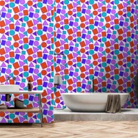 Fun Geometric colorful bright red pink purple blue Wallpaper