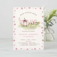 Sweet Miss Onederful Pink Bow Pumpkin 1st Birthday Invitation