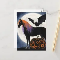 Halloween Horse and Bat Postcard